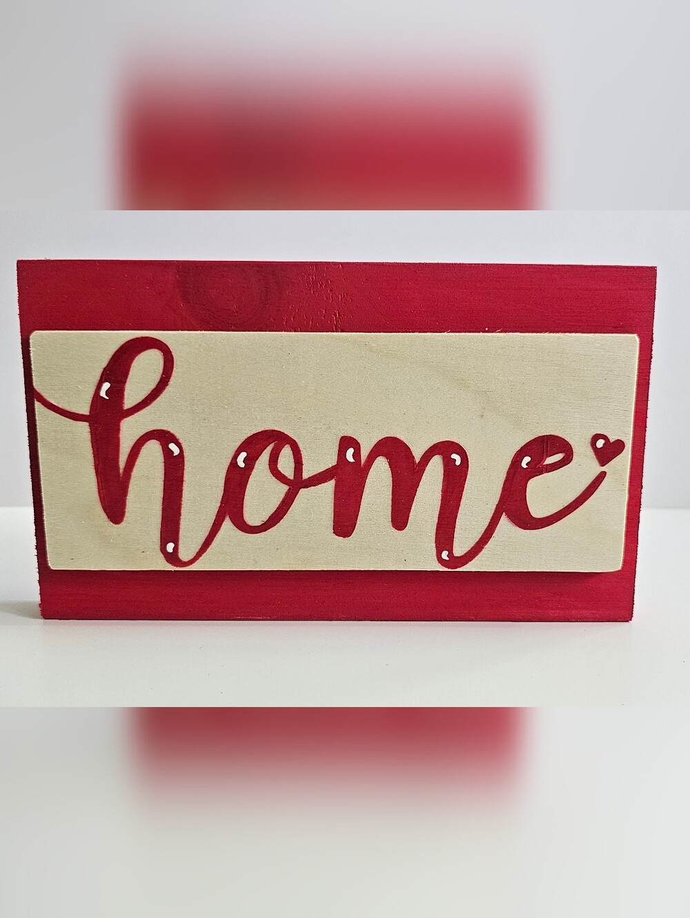 Wood Home Sign Red Lettering - Picture 5 of 6